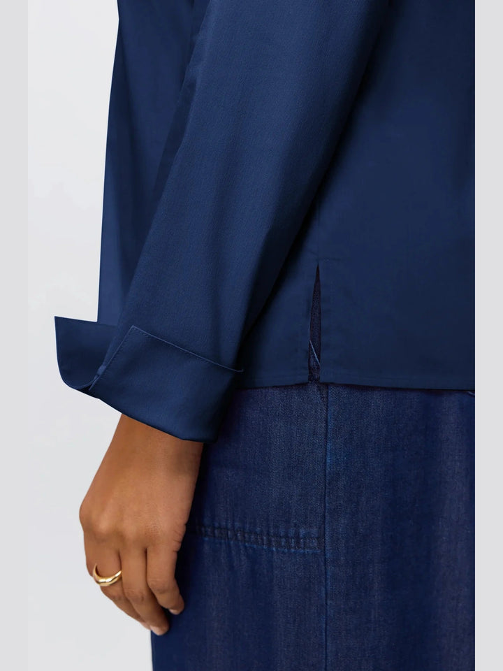 Tammy Popover Ruffle Collar Shirt - Navy