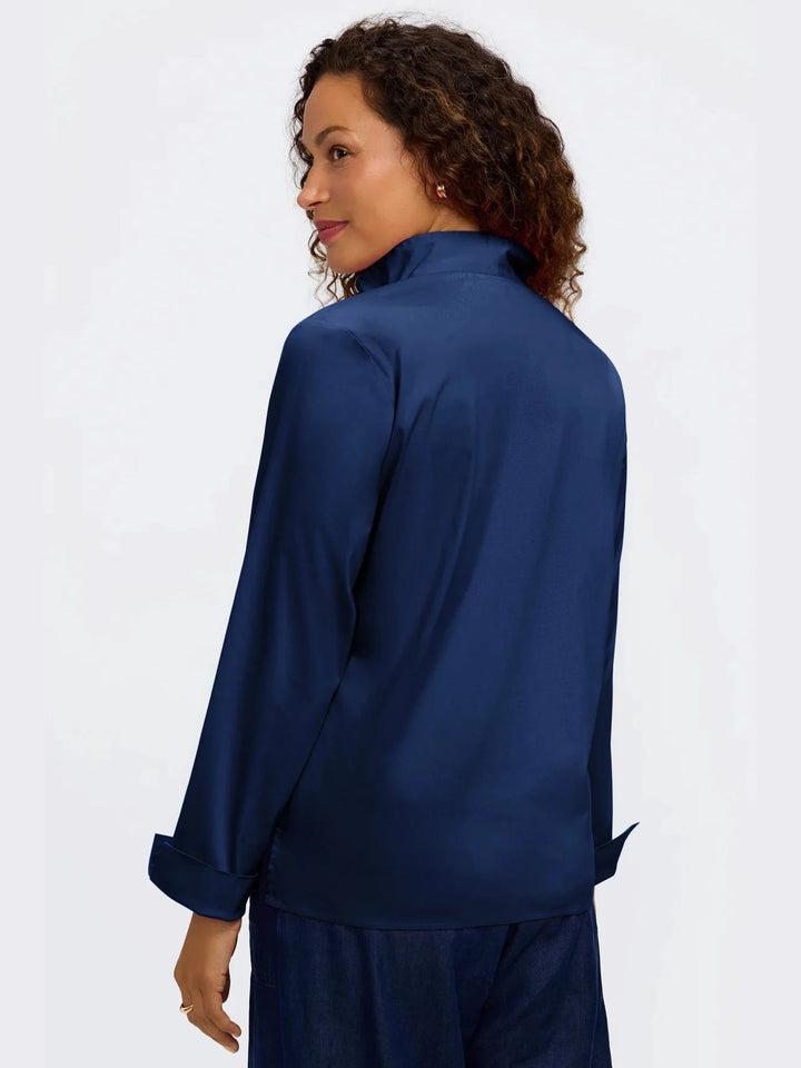 Tammy Popover Ruffle Collar Shirt - Navy