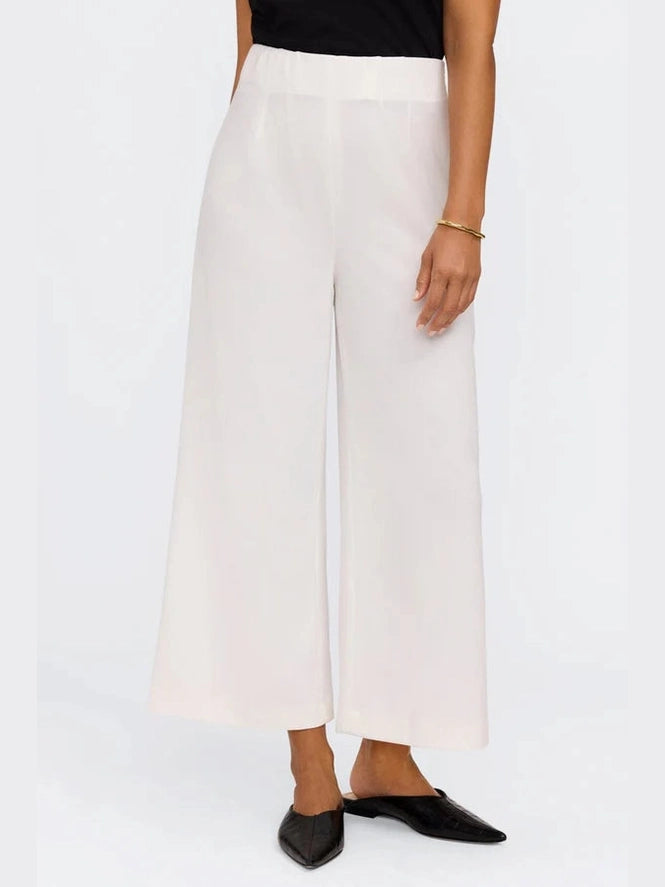 Arlette Crepe Wide Leg Ankle Pant - Ecru