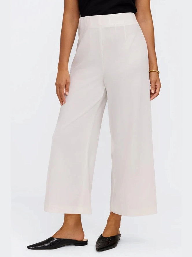 Arlette Crepe Wide Leg Ankle Pant - Ecru