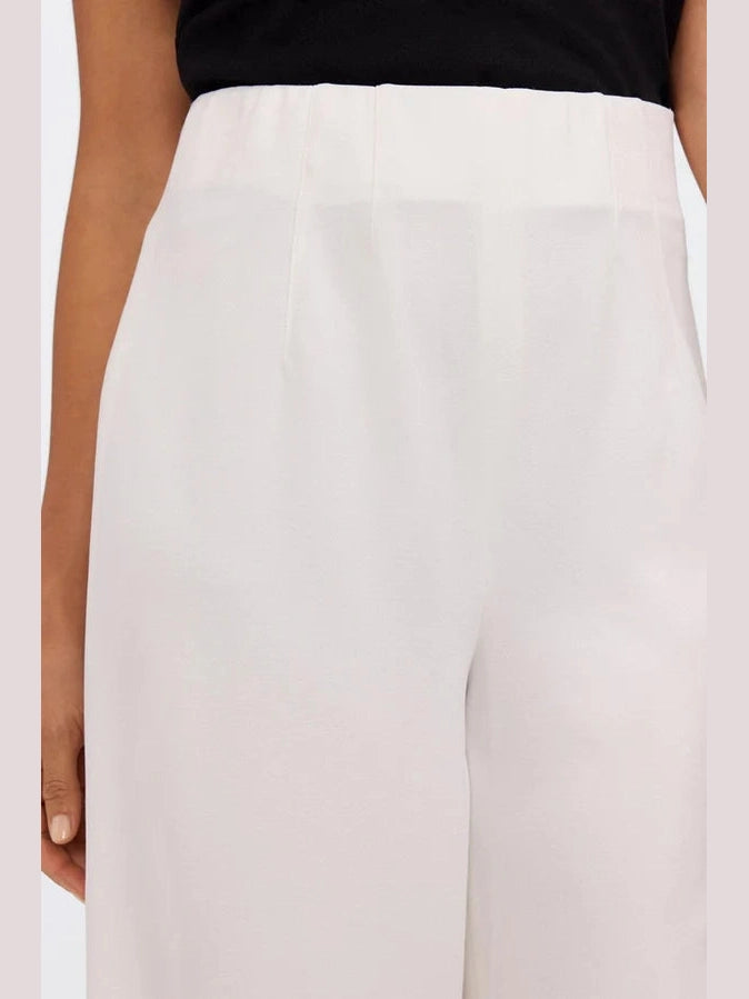 Arlette Crepe Wide Leg Ankle Pant - Ecru