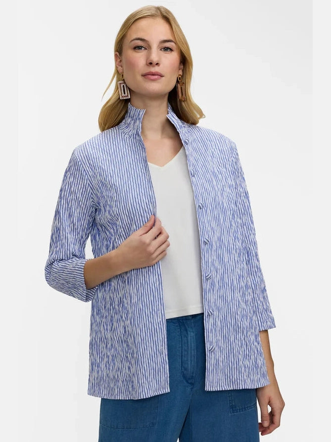 Foxcroft Caroline Crinkle Jacquard 3/4 Sleeve Shirt Jacket
