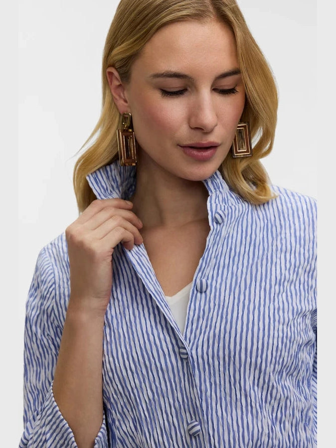 Foxcroft Caroline Crinkle Jacquard 3/4 Sleeve Shirt Jacket