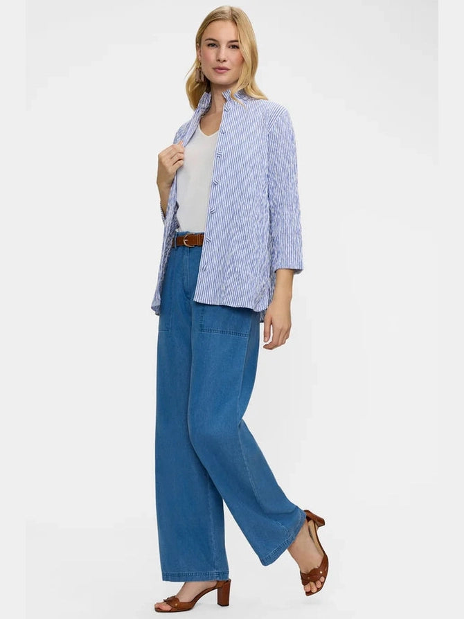 Foxcroft Caroline Crinkle Jacquard 3/4 Sleeve Shirt Jacket