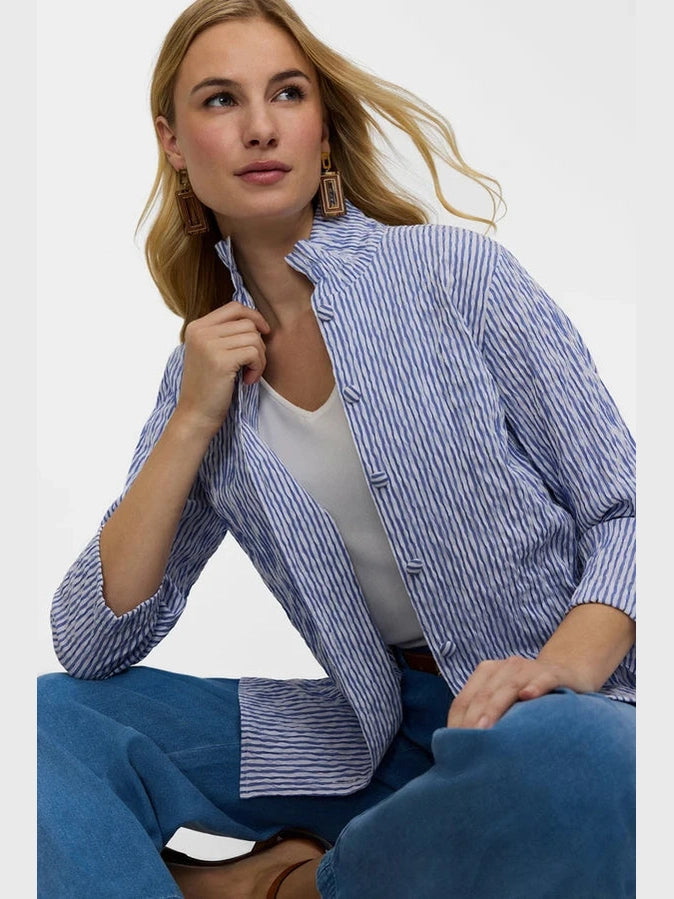 Foxcroft Caroline Crinkle Jacquard 3/4 Sleeve Shirt Jacket
