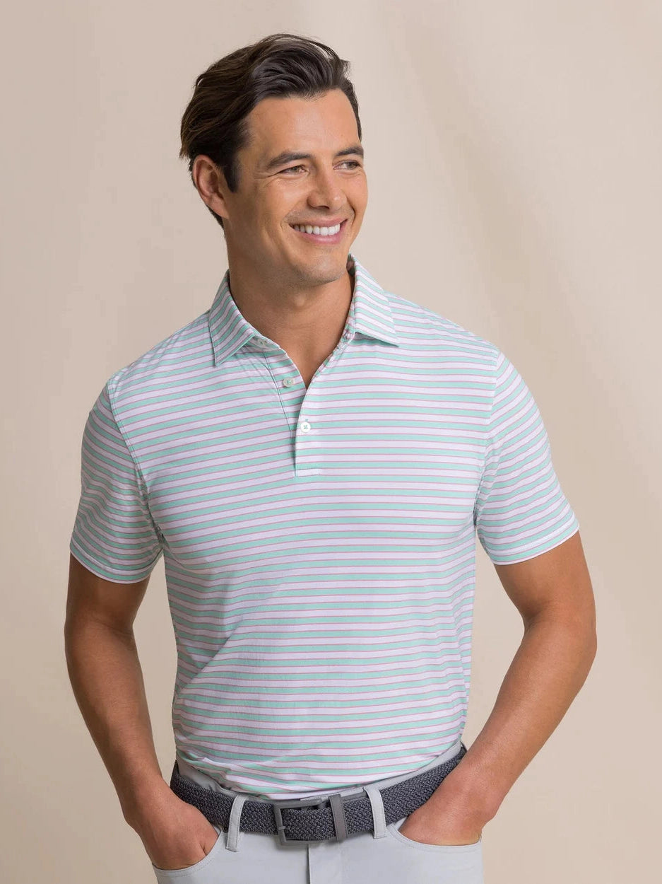 Southern Tide Water Way Stirpe Coastal Breeze Performance Polo - Gulf Shores