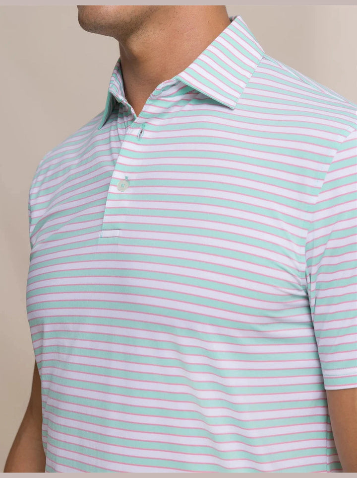 Southern Tide Water Way Stirpe Coastal Breeze Performance Polo - Gulf Shores