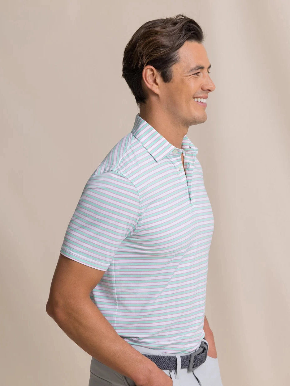 Southern Tide Water Way Stirpe Coastal Breeze Performance Polo - Gulf Shores