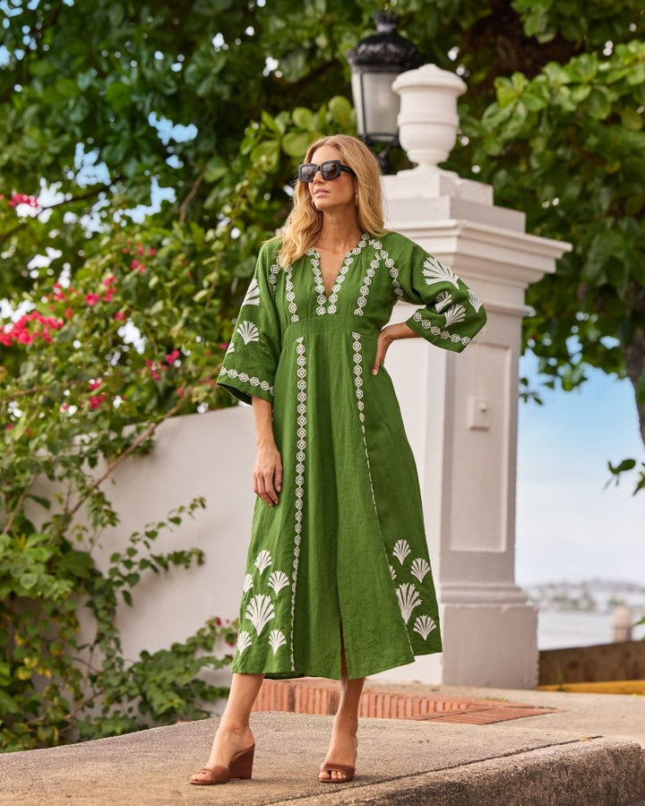 Jude Connally Clementine Dress- Garden Green White