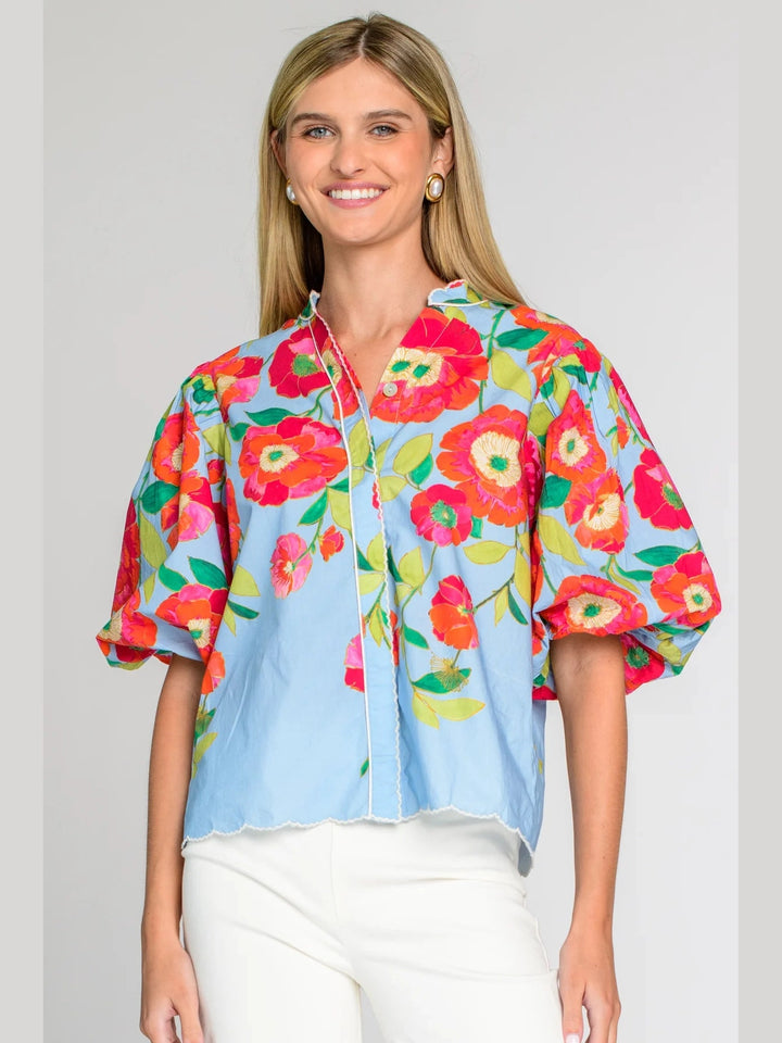 Edie Top - Poppy Patch Blueberry