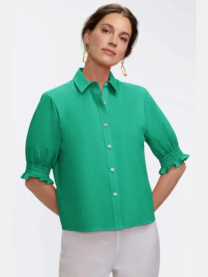 Vivienne Stretch Elbow Sleeve Shirt - Kelly Green