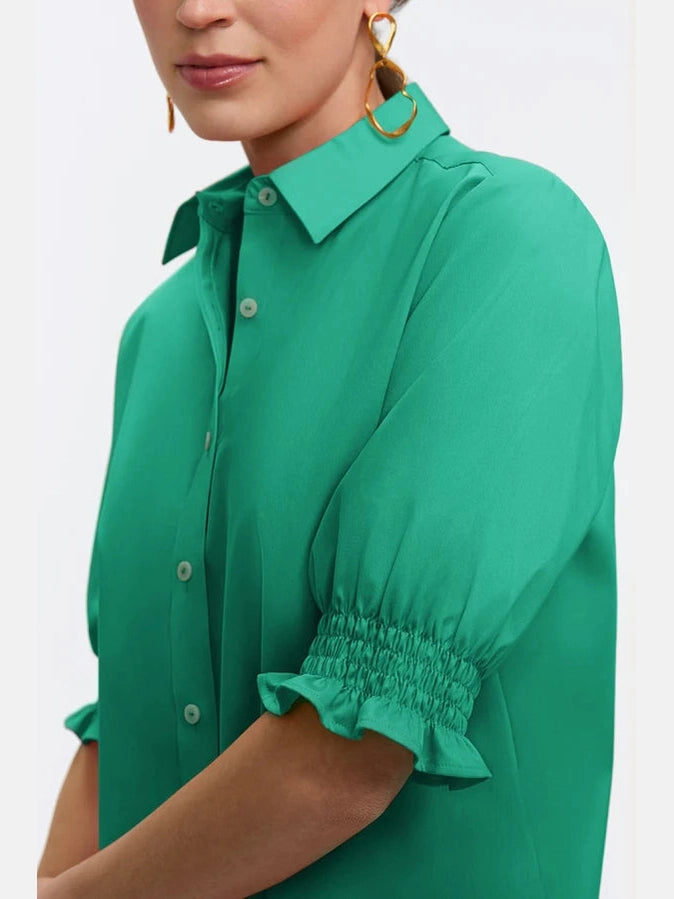 Vivienne Stretch Elbow Sleeve Shirt - Kelly Green
