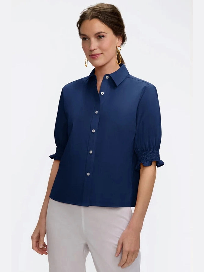 Vivienne Stretch Elbow Sleeve Shirt - Navy