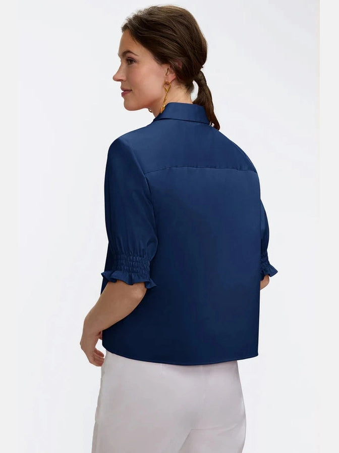Vivienne Stretch Elbow Sleeve Shirt - Navy