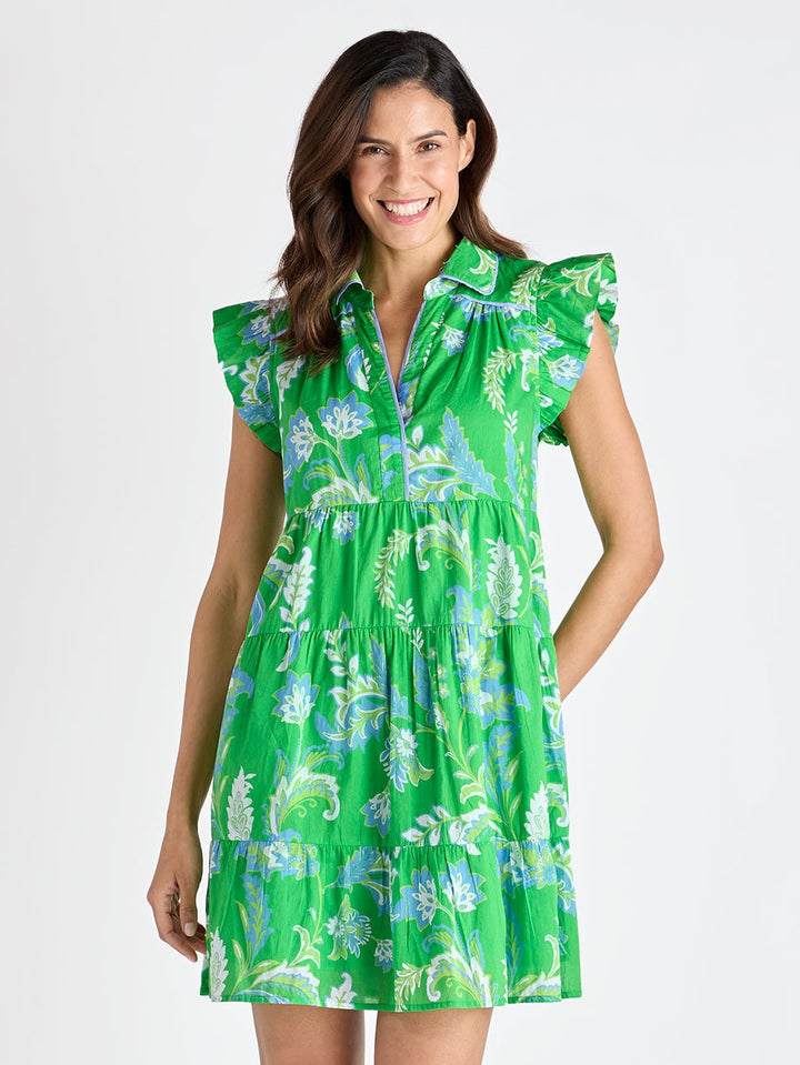 Alanna Dress - Feathered Floral Grass