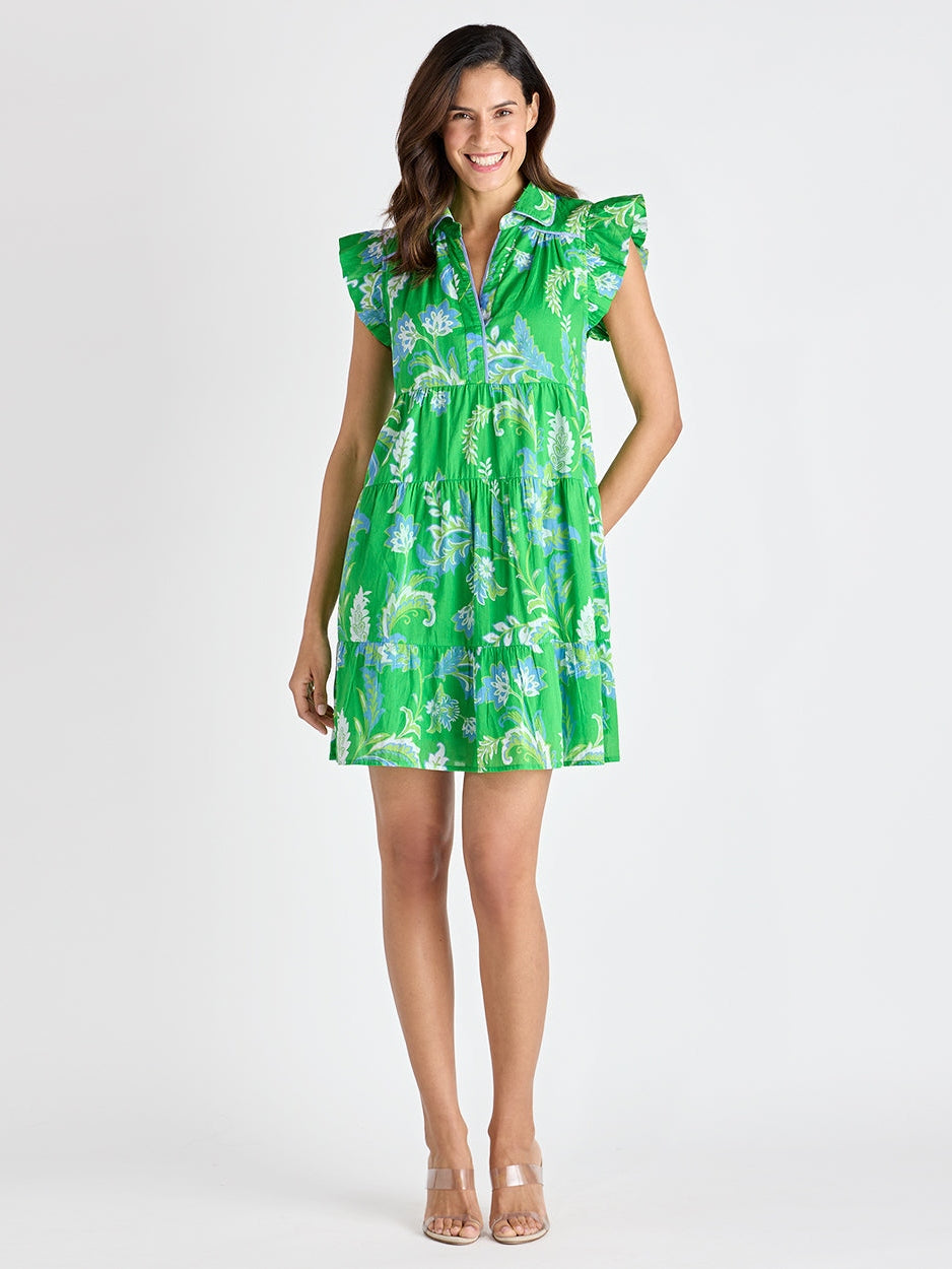 Alanna Dress - Feathered Floral Grass