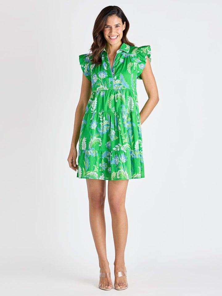 Alanna Dress - Feathered Floral Grass
