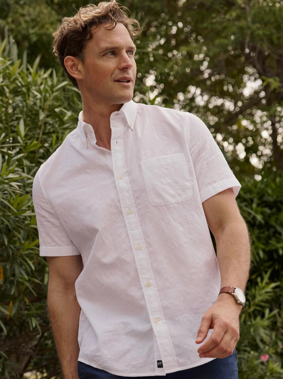 Fort Fisher Textured Short Sleeve Sport Shirt - Classic White
