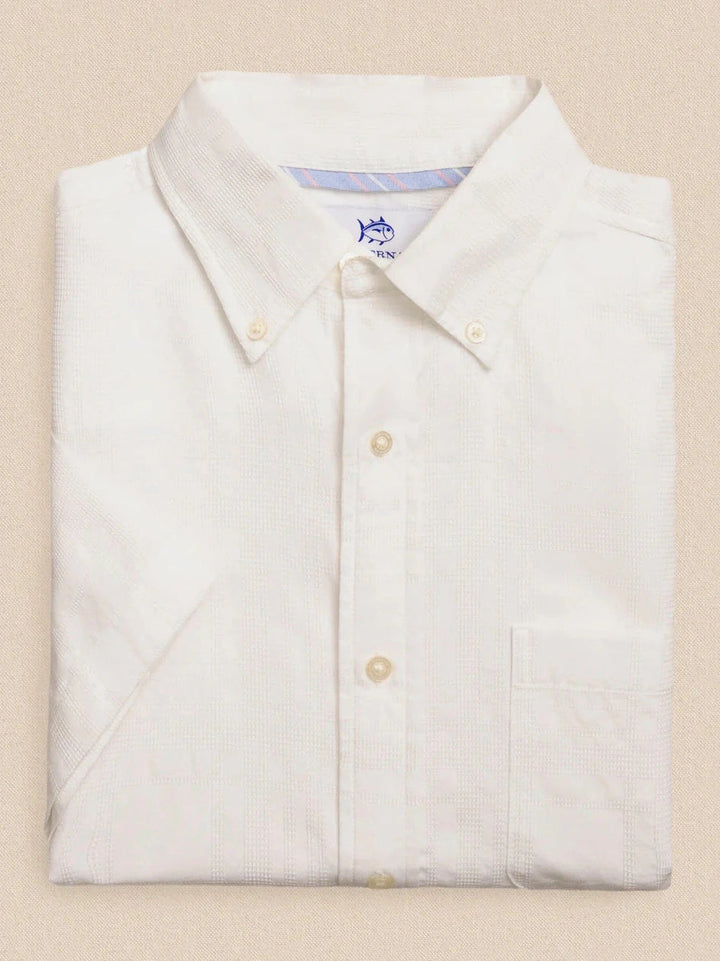 Fort Fisher Textured Short Sleeve Sport Shirt - Classic White