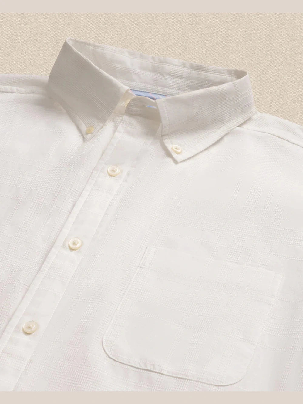 Fort Fisher Textured Short Sleeve Sport Shirt - Classic White