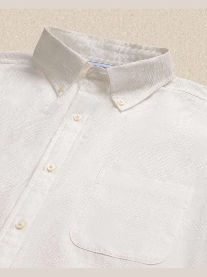 Fort Fisher Textured Short Sleeve Sport Shirt - Classic White