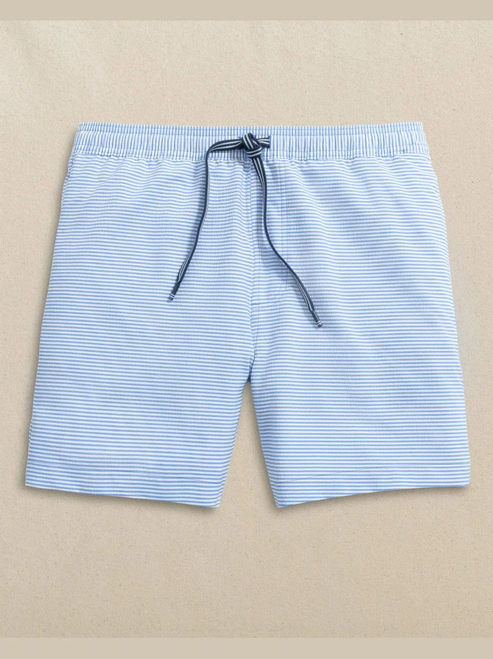 Seersucker Stripe Maritime Swim Trunk - Blue Stream