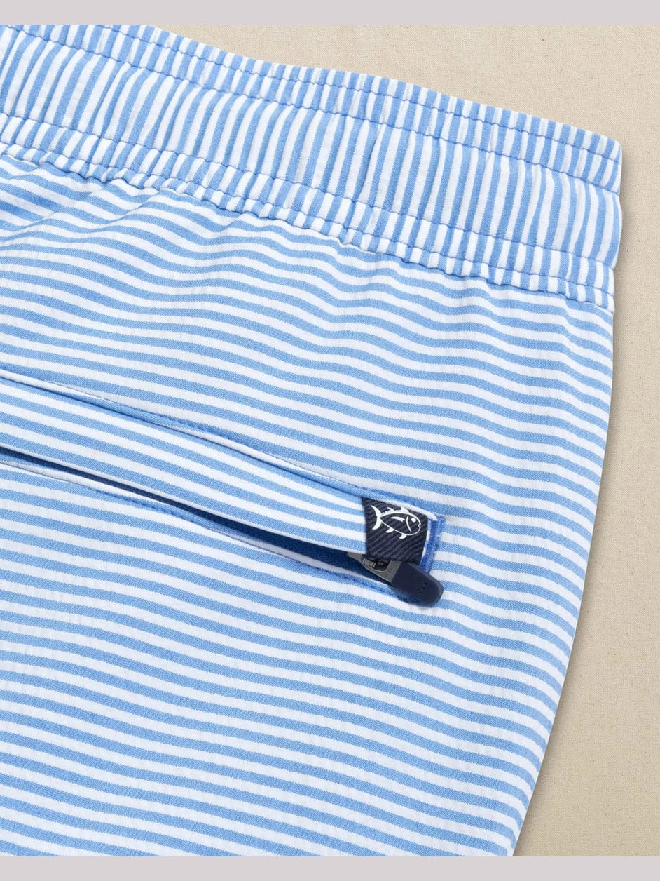 Seersucker Stripe Maritime Swim Trunk - Blue Stream