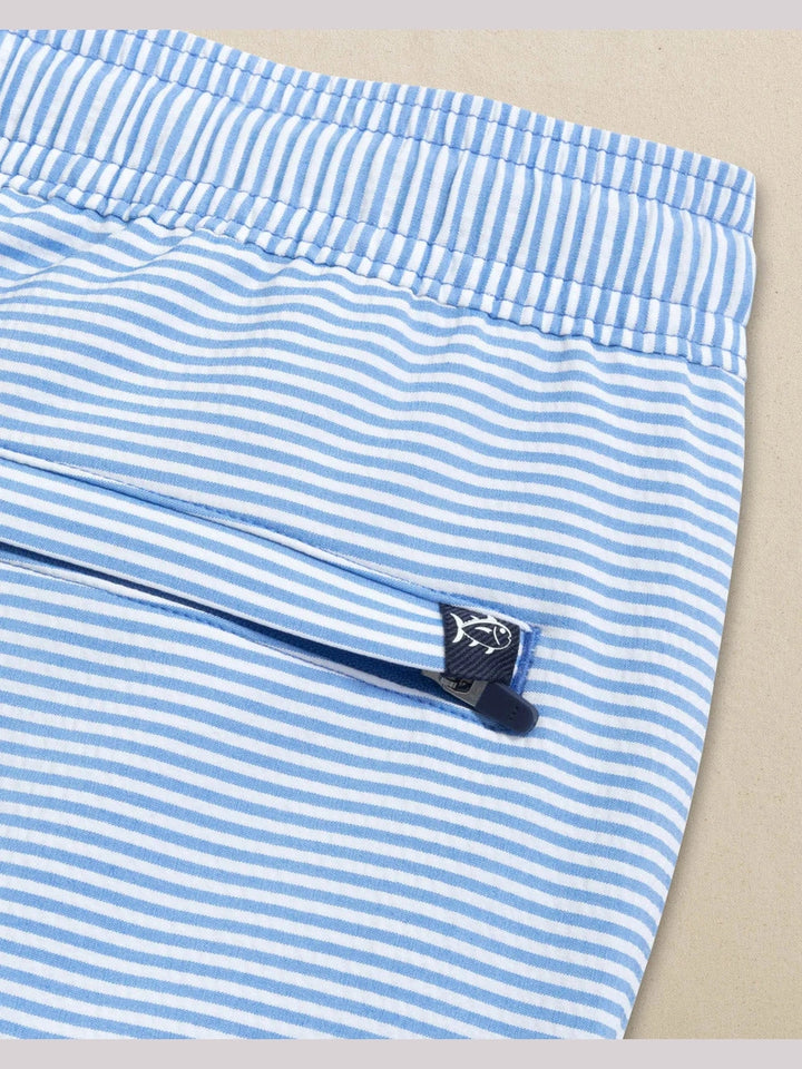 Seersucker Stripe Maritime Swim Trunk - Blue Stream