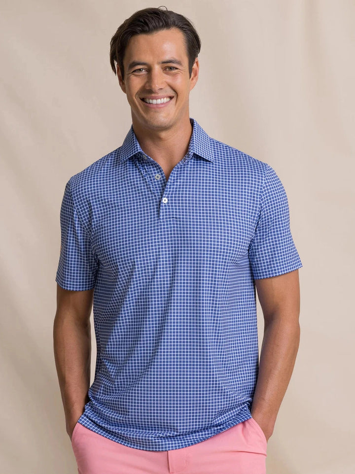 Driver Dunes Edge Plaid Polo - Nautical Blue