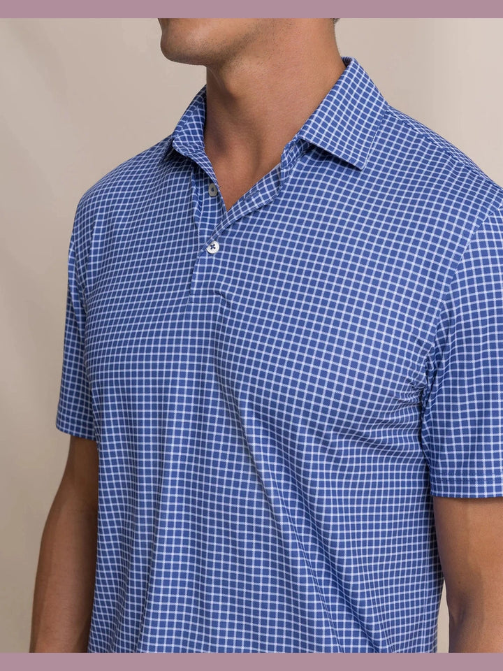 Driver Dunes Edge Plaid Polo - Nautical Blue