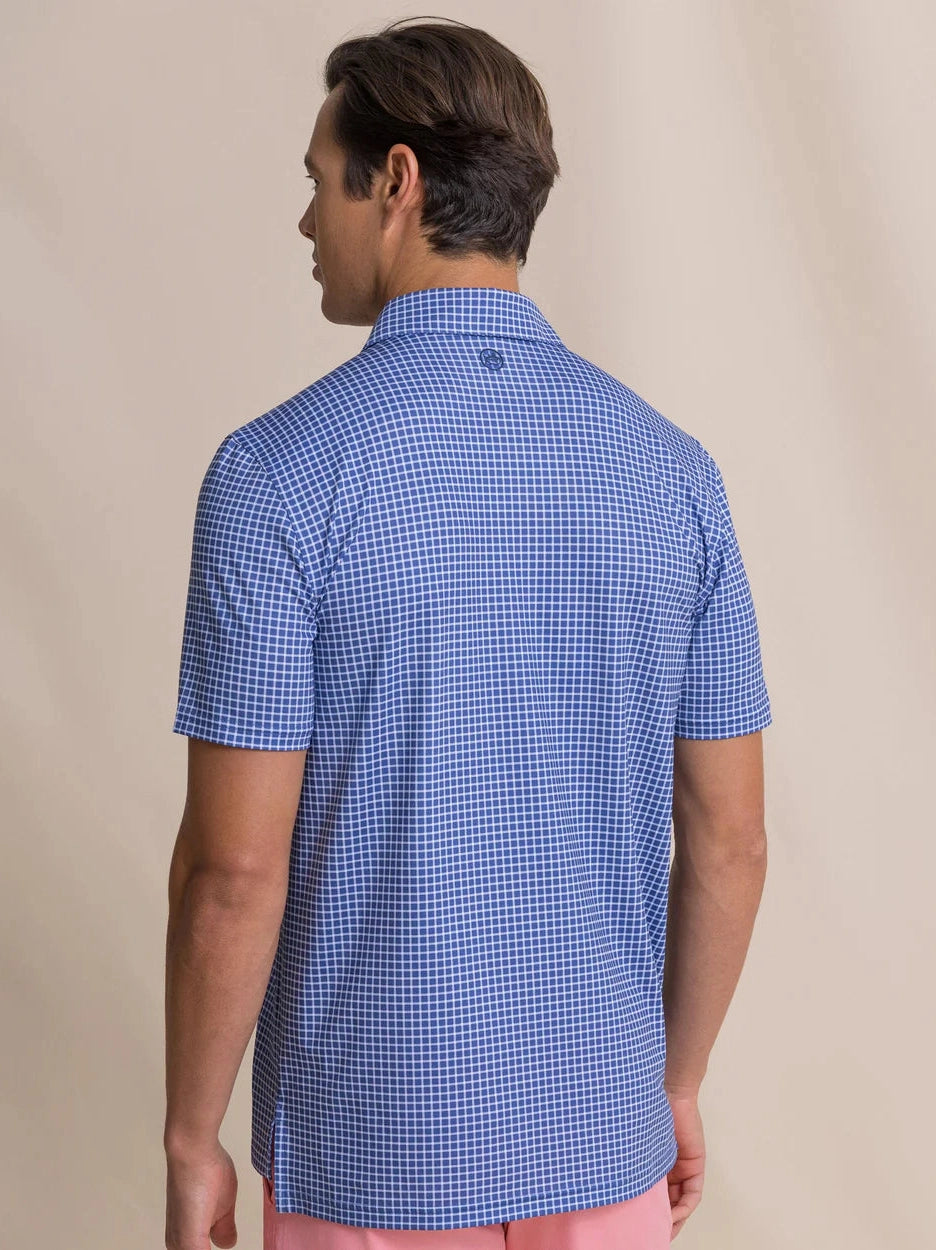 Driver Dunes Edge Plaid Polo - Nautical Blue