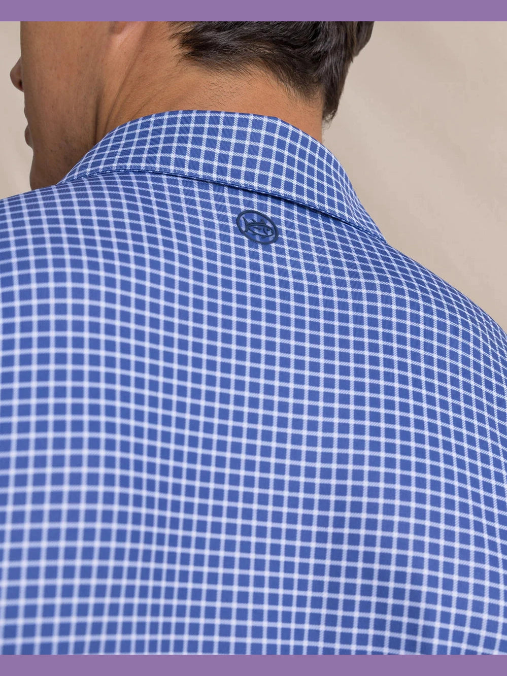 Driver Dunes Edge Plaid Polo - Nautical Blue