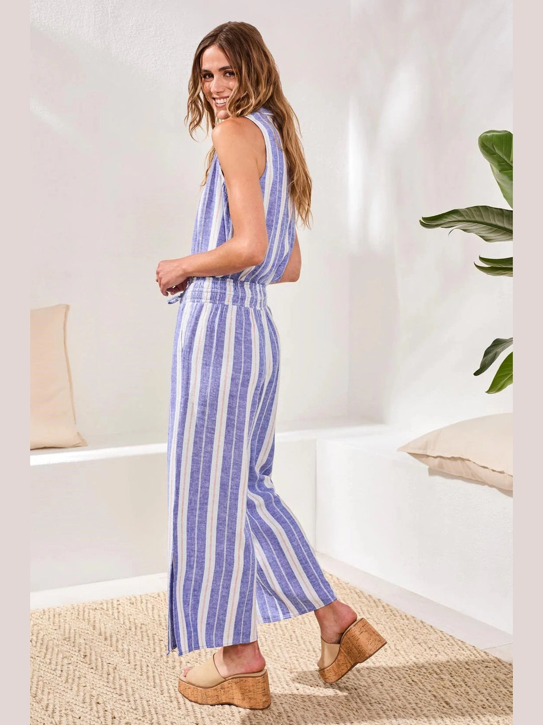 Flowy Linen Wide-Leg Pants - Marina