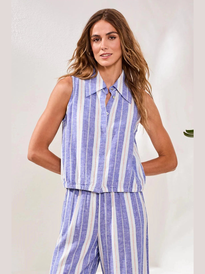 Sleevless Linen Top - Marina