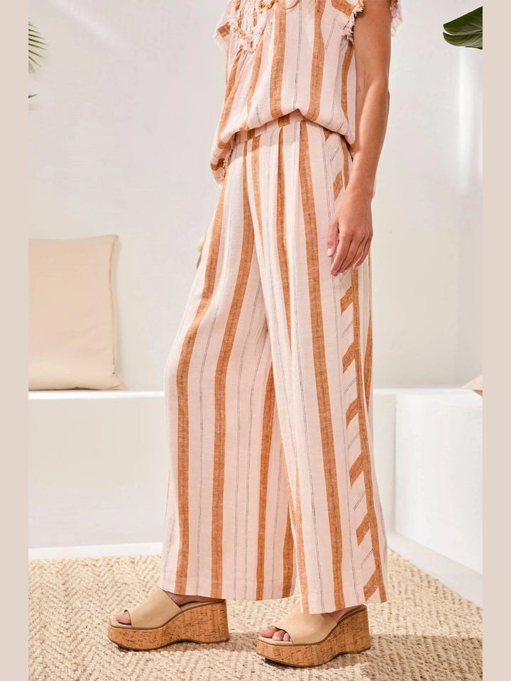 Flowy Wide-Leg Pants w/ Pockets - Sahara Beige