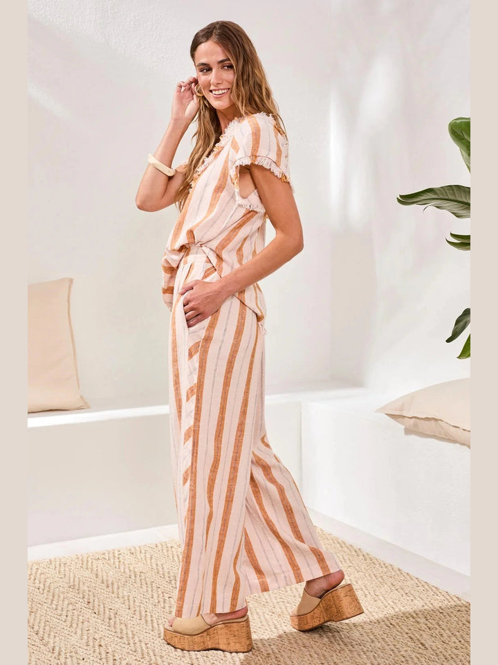 Flowy Wide-Leg Pants w/ Pockets - Sahara Beige