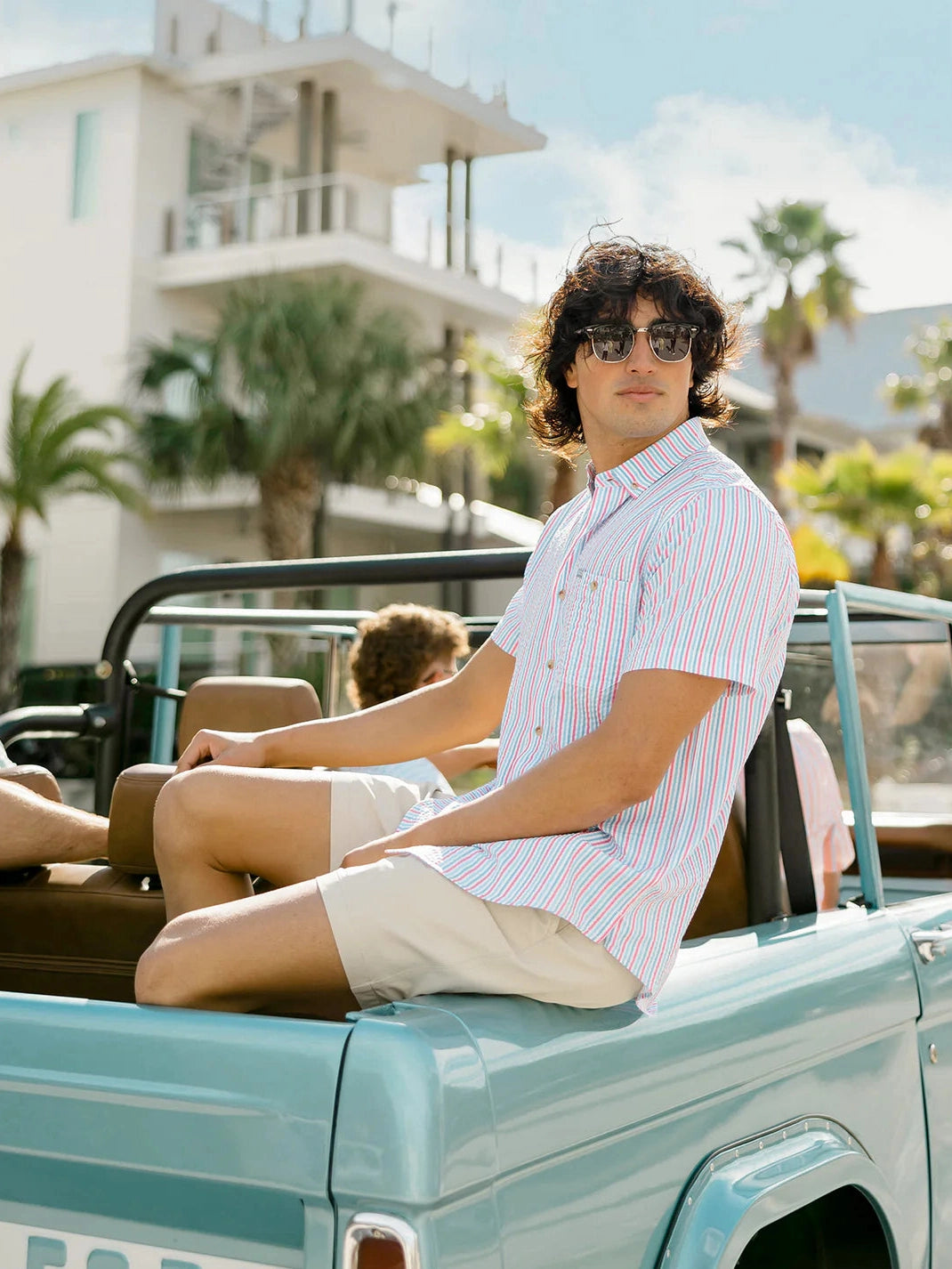 Clubhouse Seersucker Baja Shirt SS - Berry Tide