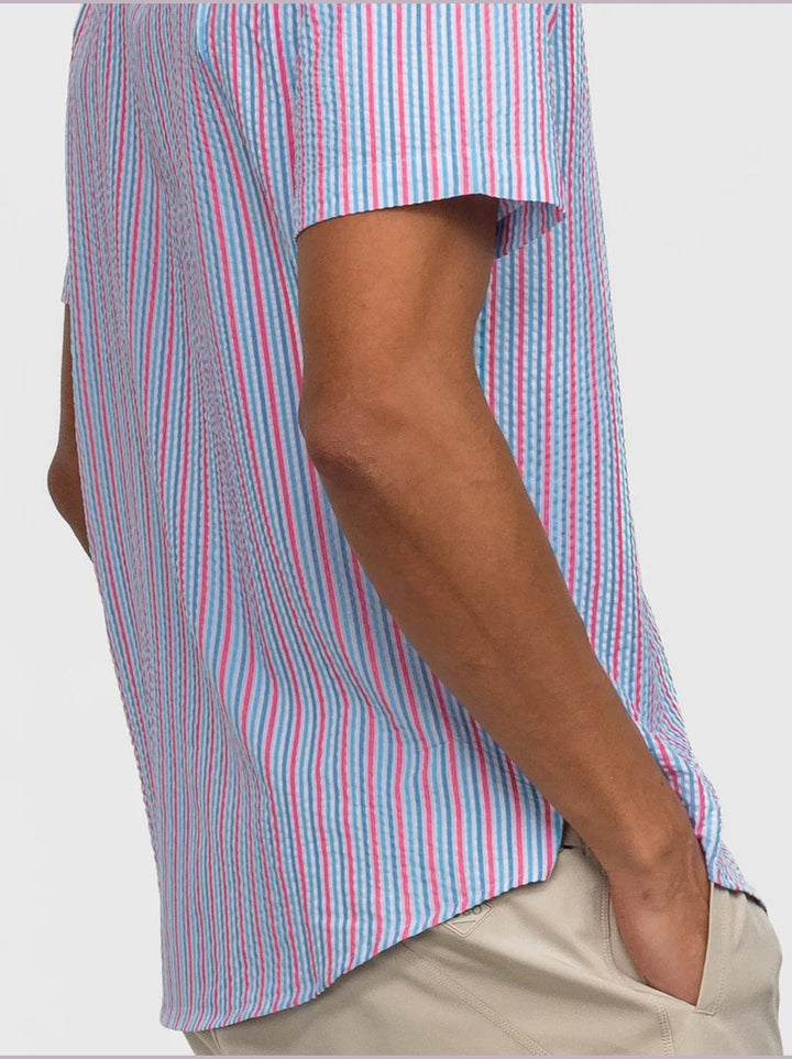 Clubhouse Seersucker Baja Shirt SS - Berry Tide