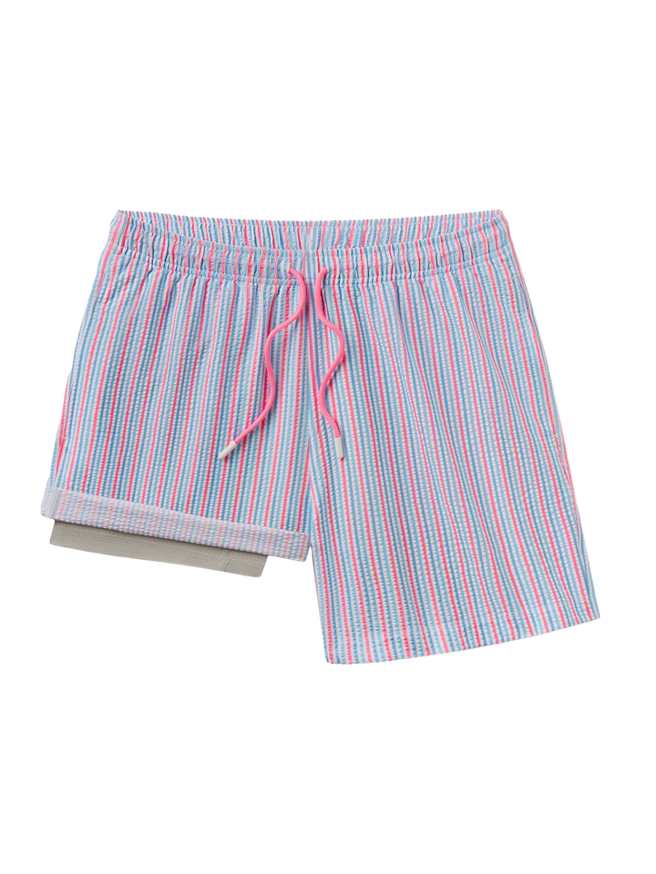 Clubhouse Seersucker Swim Shorts - Berry Tide