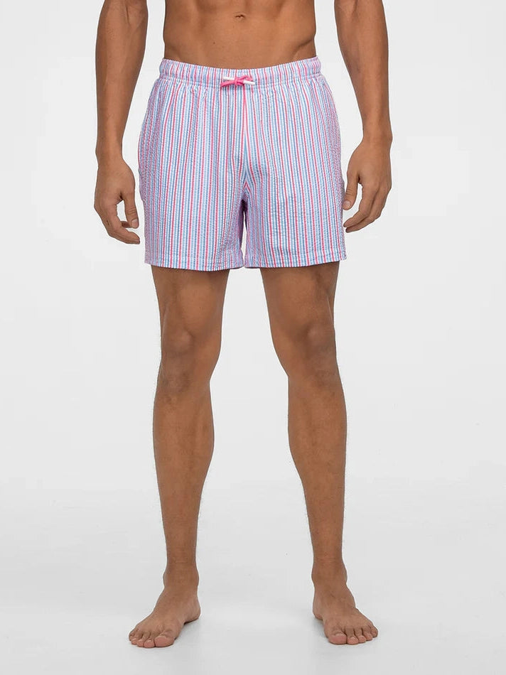 Clubhouse Seersucker Swim Shorts - Berry Tide