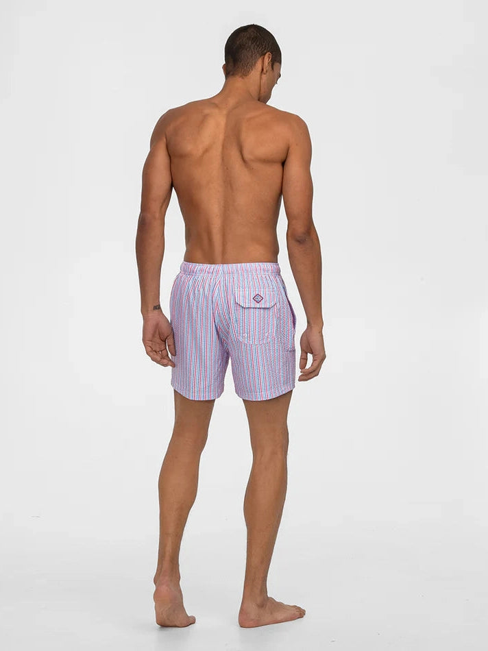 Clubhouse Seersucker Swim Shorts - Berry Tide