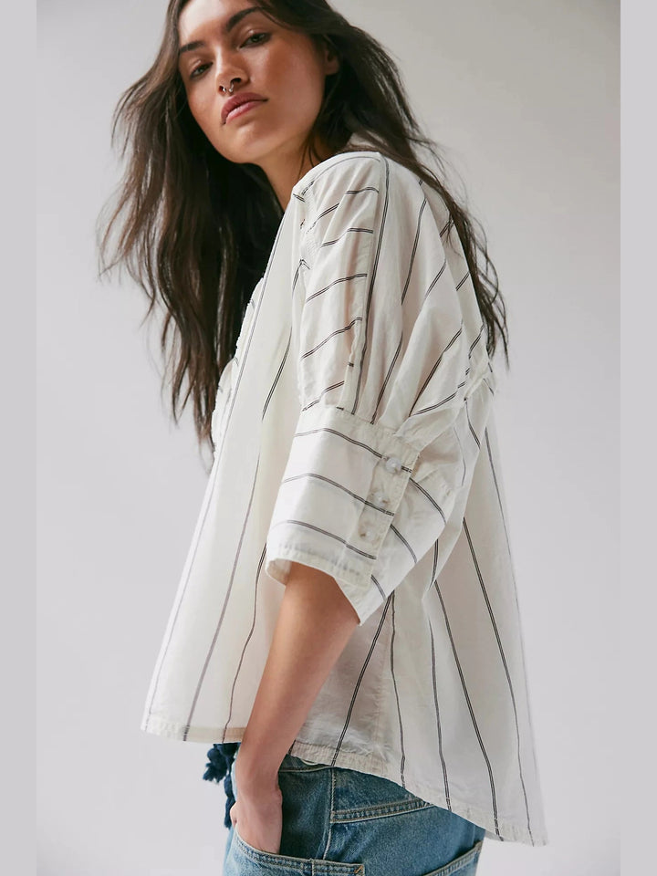 Seaside Cotton Stripe Shirt - Ivory
