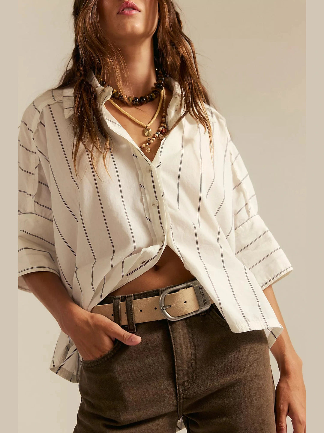 Seaside Cotton Stripe Shirt - Ivory