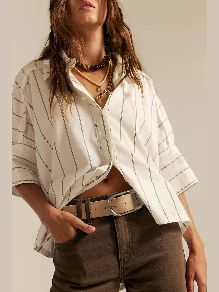 Seaside Cotton Stripe Shirt - Ivory