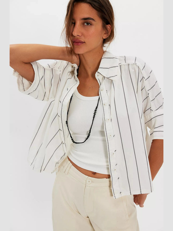Seaside Cotton Stripe Shirt - Ivory