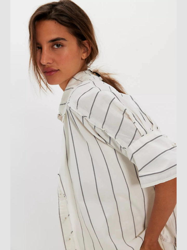 Seaside Cotton Stripe Shirt - Ivory
