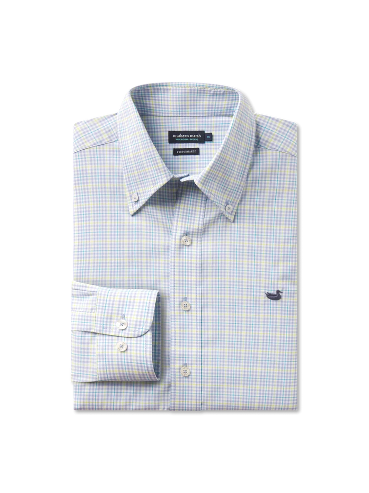 Dyer Performance Gingham Dress Shirt - Lilac, Lime & Teal