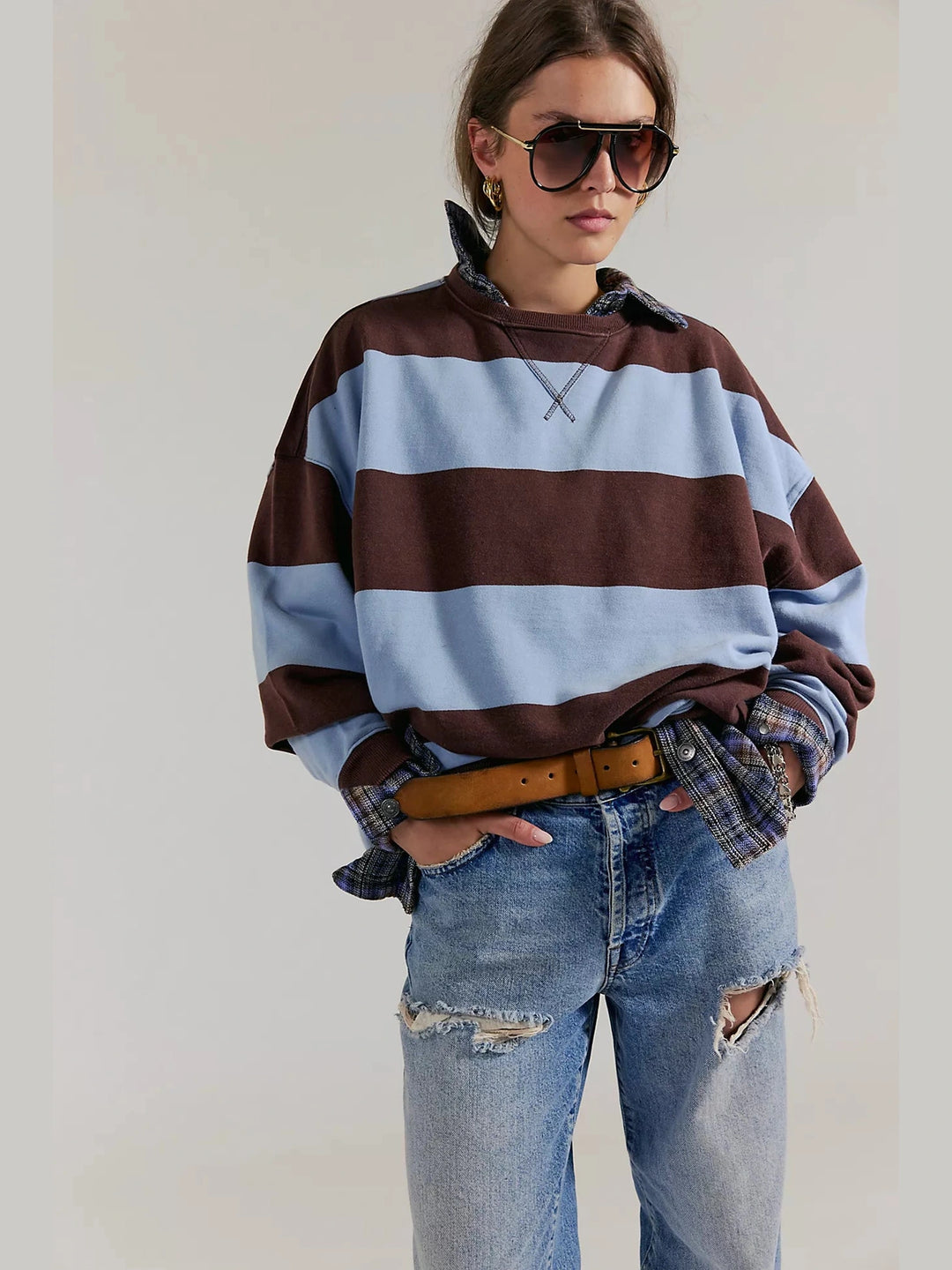 Classic Striped Oversized Crewneck
