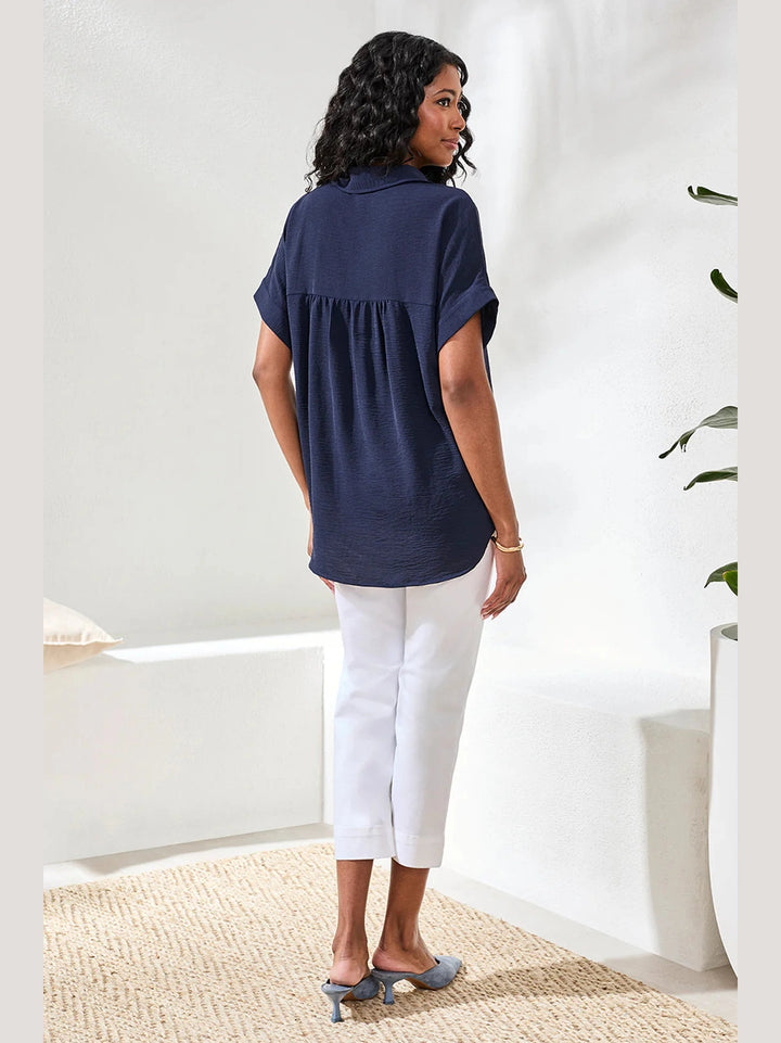Relaxed Dolman Button-Down Shirt - Nautical