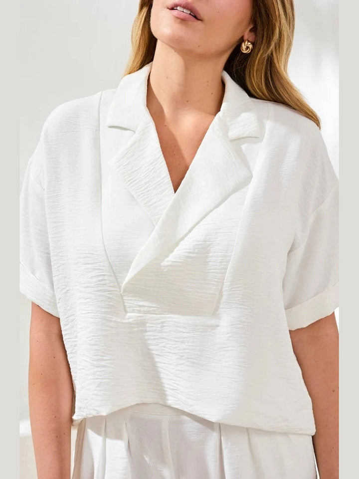Flowy Popover Blouse - Ocean Pearl
